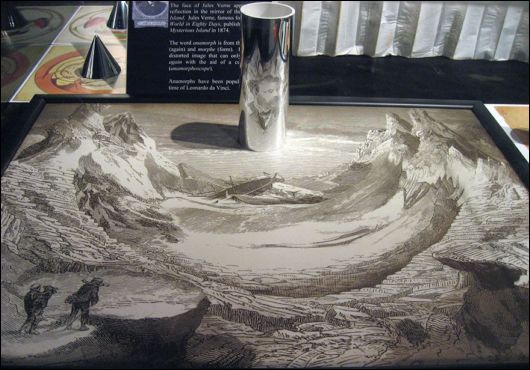 Anamorphic Artworks Only Seen With A Mirror Cylinder