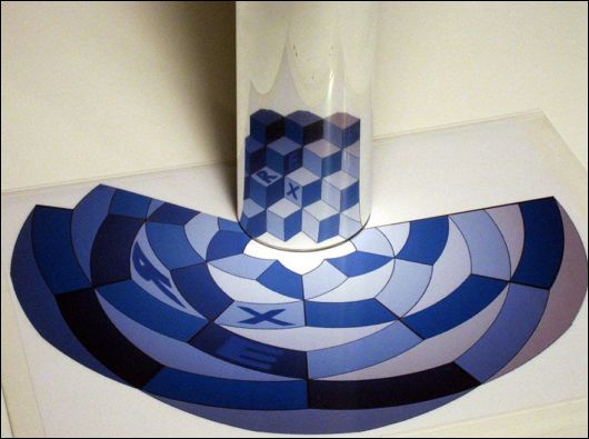 Anamorphic Artworks Only Seen With A Mirror Cylinder
