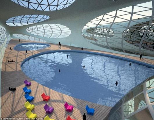 Amazing Spine Shaped Luxurious Floating Hotel Concept