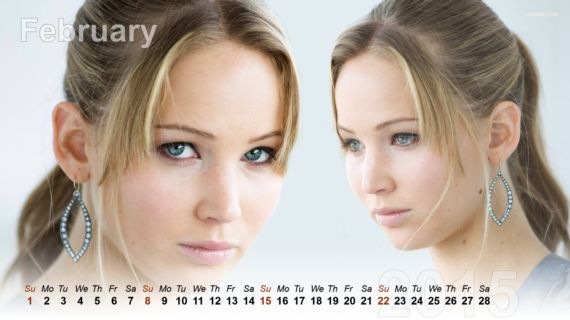 Beautiful Jennifer Lawrence Calendar 2015