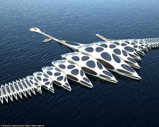 Amazing Spine Shaped Luxurious Floating Hotel Concept
